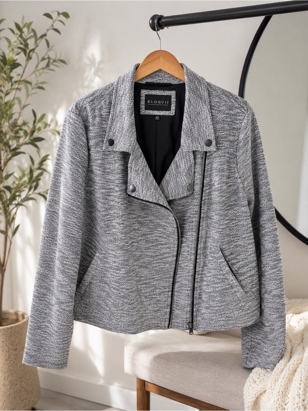 Eloquii Heathered Knit Moto Jacket Size 14/16